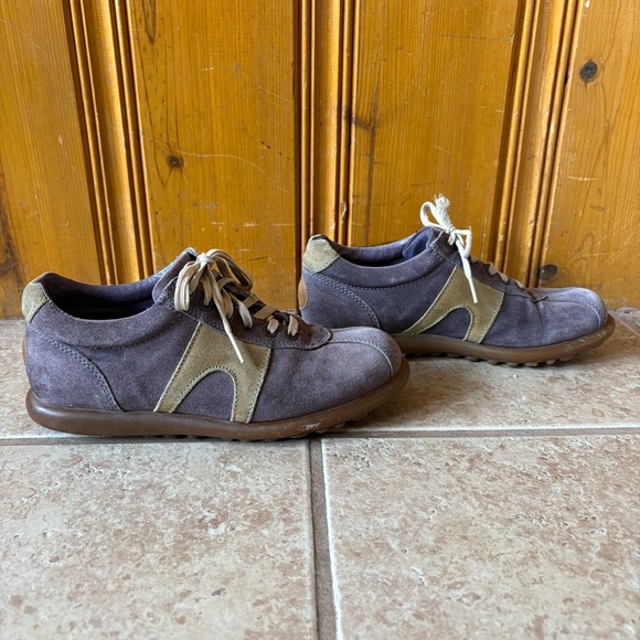 Camper Ariel Pelotas Suede Gray/Purple and Taupe Vintage Sneakers Size 38/8 - Picture 4 of 14